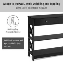 Costway Console Table Drawer Shelves Sofa Accent Table Entryway Hallway Black/White -Costway GUEST 4c711efc 2292 476c 92fd fd5513601ece