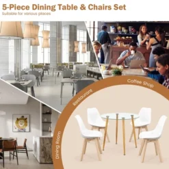 Costway Dining Table Set For 4 Modern Kitchen Table Set With Round GlassTempeTable&4 Chairs -Costway GUEST 4c7ce172 202c 41cd 9878 f48f56d547d1