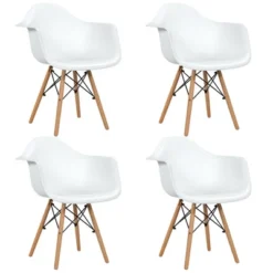 Costway 4PCS Molded Dining Arm Chair Side Chair Home Kitchen W/ Wooden Legs -Costway GUEST 4cc3b645 b20a 4c00 9e85 b6218f6c70b9