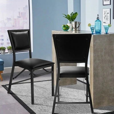 Costway Set Of 2 Metal Folding Chair Dining Chairs Home Restaurant Furniture Portable Black 3 Costway Set Of 2 Metal Folding Chair Dining Chairs Home Restaurant Furniture Portable Black - Image 3