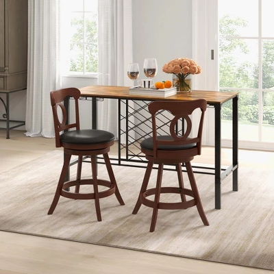 Costway Set Of 2 Bar Stools Swivel Counter Height Chairs With Footrest For Kitchen 3 Costway Set Of 2 Bar Stools Swivel Counter Height Chairs With Footrest For Kitchen - Image 3