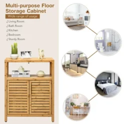 Costway Two-door Bamboo Bathroom Floor Cabinet Storage Organizer W/ Open Shelf 11 Costway Two-door Bamboo Bathroom Floor Cabinet Storage Organizer W/ Open Shelf -Costway GUEST 4d6d680e d056 4856 80ac adc3a92f14e5