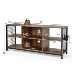 Costway 3-Tier TV Stand For TV's Up To 65'' Entertainment Media Center W/Storage Basket
