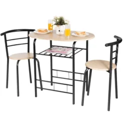 Costway 3 Piece Dining Set Compact 2 Chairs And Table Set With Shelf Storage -Costway GUEST 4dba3b72 1cb6 4347 b080 6b9df0c779f3
