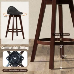 Costway Set Of 2 Upholstered Swivel Barstools 29'' Wooden Dining Chairs With Low Back Black -Costway GUEST 4dcb41ce 9e3a 4572 a0c4 38356acef0d0