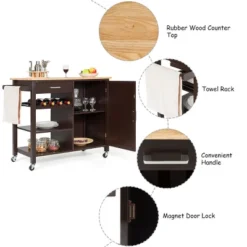 Costway 4-Tier Wood Kitchen Island Trolley Cart Storage Cabinet Brown -Costway GUEST 4df3b092 0c53 45f2 b1cc 28b939047f3b