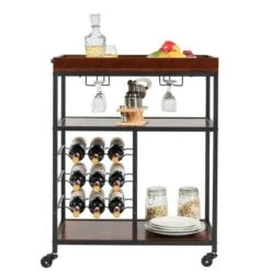 Costway 3 Tier Kitchen Trolley Utility Cart W/Wine Rack & Glass Holder -Costway GUEST 4dfd5c70 5cac 4689 ae9e bc443cfb0ed1