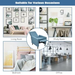 Costway Mid-Century Push Back Recliner Chair Fabric Tufted Single Sofa W/Footrest -Costway GUEST 4eddd1be 2ecc 4426 b094 967a133b6338