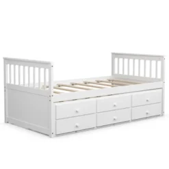 Costway Twin Captain's Bed Bunk Bed Alternative W/ Trundle & Drawers For Kids WalnutEspressoWhite -Costway GUEST 4eec4633 f432 42b5 a560 691cca05acb3