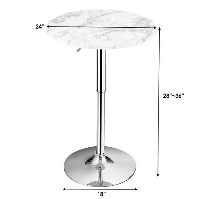 Costway Round Bistro Bar Table Height Adjustable 360-degree Swivel 2 Costway Round Bistro Bar Table Height Adjustable 360-degree Swivel - Image 2