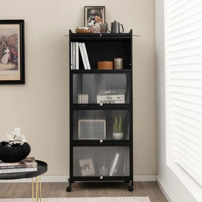 Costway 5-Tier Kitchen Baker's Rack Storage Cabinet Mobile Microwave Stand Flip-up Doors White/Black/Grey/Green 4 Costway 5-Tier Kitchen Baker's Rack Storage Cabinet Mobile Microwave Stand Flip-up Doors White/Black/Grey/Green - Image 4