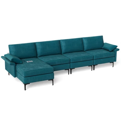 Costway Modern Modular L-shaped Sectional Sofa W/ Reversible Chaise & 4 USB Ports 8 Costway Modern Modular L-shaped Sectional Sofa W/ Reversible Chaise & 4 USB Ports - Image 8