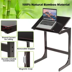 Costway Adjustable TV Tray C-Shape Sofa Couch End Table Laptop Desk W/Tilting Top Bamboo -Costway GUEST 4f4f6717 ec78 45b2 a903 2ea471efea48
