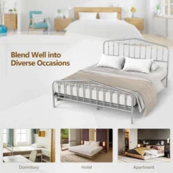 Costway Queen Size Metal Bed Frame Platform Headboard & Footboard W/Storage Sliver -Costway GUEST 4fa4b05e a42e 42fc a3ed 98c31c480dda