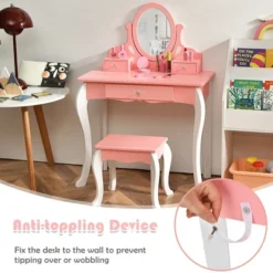 Costway Kids Vanity Princess Makeup Dressing Table Stool Set W/ Mirror Drawer 14 Costway Kids Vanity Princess Makeup Dressing Table Stool Set W/ Mirror Drawer -Costway GUEST 4fe0b85f 1a85 42d4 ada0 74dc7c9992f9