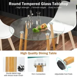 Costway Dining Table Set For 4 Modern Kitchen Table Set With Round GlassTempeTable&4 Chairs -Costway GUEST 50064676 b62b 477a bfb3 95750e1ccb55