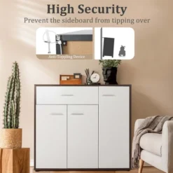 Costway 3-Door Buffet Sideboard Kitchen Storage Cabinet Console Cupboard W/Drawer -Costway GUEST 5032e404 2091 4059 a3a8 3e8989cf02ad