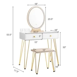Costway Vanity Makeup Dressing Table W/ 3 Lighting Modes Mirror Touch Switch White -Costway GUEST 507eacfb 4729 4ca1 a7cf d72b55747dfa