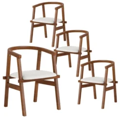 Costway Wooden Dining Chairs Set Of 2/4 With Wrap-around Armrest & Padded Seat For Kitchen 19 Costway Wooden Dining Chairs Set Of 2/4 With Wrap-around Armrest & Padded Seat For Kitchen -Costway GUEST 50f9355b cfc5 45d0 b59d a4c99bc1ad92