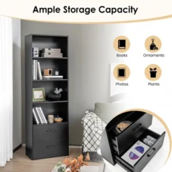 Costway 6-Tier Tall Bookshelf Freestanding Modern Bookcase Black Storage Cabinet White/Black 16 Costway 6-Tier Tall Bookshelf Freestanding Modern Bookcase Black Storage Cabinet White/Black -Costway GUEST 511b1ab2 9bbb 4112 a3ae 305f603015a6