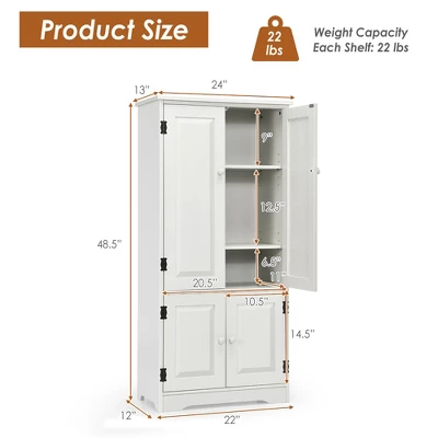 Costway Accent Storage Cabinet Adjustable Shelves Antique 2 Door Floor Cabinet White 1 Costway Accent Storage Cabinet Adjustable Shelves Antique 2 Door Floor Cabinet White