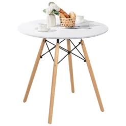 Costway Dining Table Round White Modern Dining Table 31.5'' W/Solid Wooden Leg For Kitchen 17 Costway Dining Table Round White Modern Dining Table 31.5'' W/Solid Wooden Leg For Kitchen -Costway GUEST 5177e517 3db4 4db5 afa5 652247cb6017