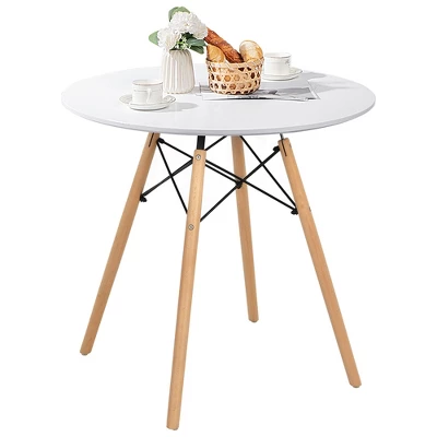 Costway Dining Table Round White Modern Dining Table 31.5'' W/Solid Wooden Leg For Kitchen 9 Costway Dining Table Round White Modern Dining Table 31.5'' W/Solid Wooden Leg For Kitchen - Image 9
