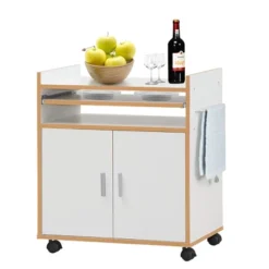 Costway Rolling Kitchen Trolley Microwave Cart Storage Cabinet W/ Removable Shelf White -Costway GUEST 519f9fa0 1ffd 4053 90b5 ce61271423de