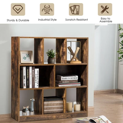 Costway Bookcase Industrial Freestanding Bookshelf Storage Organizer W/ Open Compartments 5 Costway Bookcase Industrial Freestanding Bookshelf Storage Organizer W/ Open Compartments - Image 5