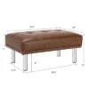 Costway Ottoman Footrest Stool PU Leather Rectangular Seat W/Metal Legs Brown/Black
