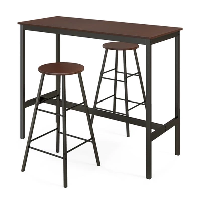 Costway 3 Piece Bar Table Set Pub Table And 2 Stools Counter Kitchen Dining Set 9 Costway 3 Piece Bar Table Set Pub Table And 2 Stools Counter Kitchen Dining Set - Image 9