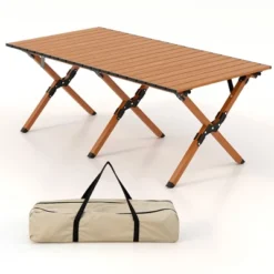 Costway Folding Aluminum Camping Table With Carry Bag Roll-Up Picnic Table With Wood Grain 17 Costway Folding Aluminum Camping Table With Carry Bag Roll-Up Picnic Table With Wood Grain -Costway GUEST 51d450a7 4ec7 4946 bf7a 8f69976ac99e