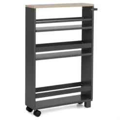 Costway 4-Tier Slim Kitchen Storage Cart Narrow Slide Out Trolley Adjustable Shelf WhiteGrey -Costway GUEST 51da5229 dfae 4cdc 847f 605940bbfa74