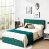 Costway Upholstered Platform Bed Frame Adjustable Headboard Footboard Modern Green
