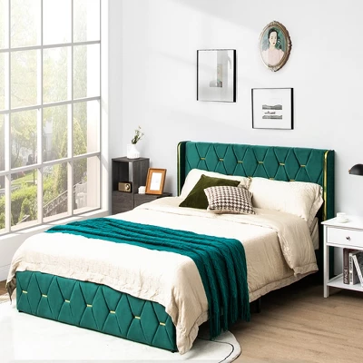 Costway Upholstered Platform Bed Frame Adjustable Headboard Footboard Modern Green 6 Costway Upholstered Platform Bed Frame Adjustable Headboard Footboard Modern Green -Costway GUEST 51e9cb94 ba77 409b bc15 885b9d98ac01