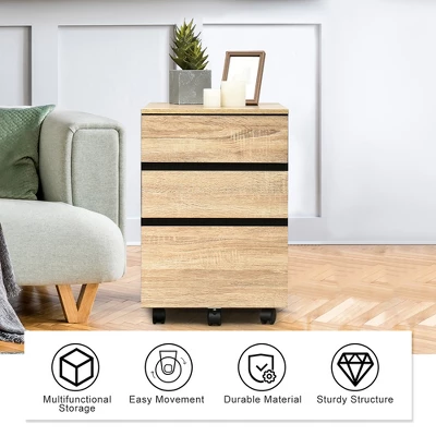 Costway 3-Drawer Mobile File Cabinet Vertical Filling Cabinet For Home Office 2 Costway 3-Drawer Mobile File Cabinet Vertical Filling Cabinet For Home Office - Image 2