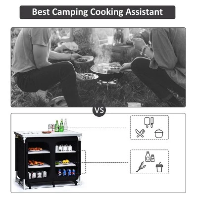 Costway Portable BBQ Aluminum Camping Table Kitchen Cook Station W/ Storage Organizer 6 Costway Portable BBQ Aluminum Camping Table Kitchen Cook Station W/ Storage Organizer - Image 6