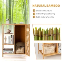 Costway Bathroom Cabinet Bamboo Storage Floor Cabinet W/ Single Door & 3 Open Shelves 16 Costway Bathroom Cabinet Bamboo Storage Floor Cabinet W/ Single Door & 3 Open Shelves -Costway GUEST 5265d68d d23d 472f 8648 6cb98f0c7de0