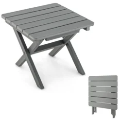 Costway Outdoor Folding Side Table Weather-Resistant HDPE Adirondack Table Black/Gray -Costway GUEST 526cf674 671f 4ac6 86b1 2a761580ef79