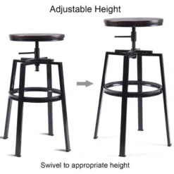 Costway Set Of 2 Vintage Bar Stool Adjustable Wood Metal Design Pub Chairs Industrial Backless -Costway GUEST 5283f6ca df83 47f3 b07d 302b4a982754