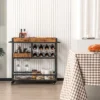 Costway 3-Tier Mobile Bar Serving Cart Liquor Storage Trolley With Removable Tray Wine Rack