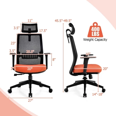Costway Mesh Office Chair Big Tall Ergonomic Executive Chair Height Adjustable 400 Lbs 2 Costway Mesh Office Chair Big Tall Ergonomic Executive Chair Height Adjustable 400 Lbs - Image 2