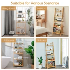 Costway 5-Tier Bamboo Ladder Shelf Bookshelf Display Storage Rack Flower Stand -Costway GUEST 529dbe80 9c2f 4a2f b508 45a61bd240b5
