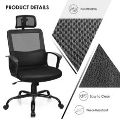 Costway Mesh Office Chair High Back Ergonomic Swivel Chair W/ Lumbar Support & Headrest 15 Costway Mesh Office Chair High Back Ergonomic Swivel Chair W/ Lumbar Support & Headrest -Costway GUEST 529f9d1c b651 4e40 a73e 45c1265b2f2a