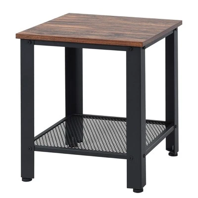 Industrial End Table 2-Tier Side Table W/Storage Shelf Rustic Sofa Table Black 8 Industrial End Table 2-Tier Side Table W/Storage Shelf Rustic Sofa Table Black - Image 8