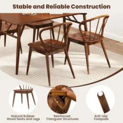 Costway Wooden Dining Chair Set Of 2/4 With High Spindle Back Rubber Wood Legs Wide Seat 14 Costway Wooden Dining Chair Set Of 2/4 With High Spindle Back Rubber Wood Legs Wide Seat -Costway GUEST 53858617 9907 4518 8afa 24f9e6c36408