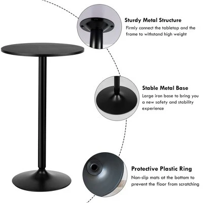 Costway 4 PCS Round Pub Table 24'' Bistro Bar Cocktail Table W/Metal Base Black 8 Costway 4 PCS Round Pub Table 24'' Bistro Bar Cocktail Table W/Metal Base Black - Image 8