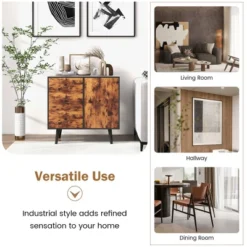 Costway Mid-Century Rustic Storage Cabinet Multipurpose Wood Shelf Organizer With 3 Drawers 15 Costway Mid-Century Rustic Storage Cabinet Multipurpose Wood Shelf Organizer With 3 Drawers -Costway GUEST 53cd1af3 9268 4c6f aeed 01440702a63a