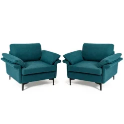 Costway Set Of 2 Fabric Accent Armchair Upholstered Single Sofa W/ Metal Legs 18 Costway Set Of 2 Fabric Accent Armchair Upholstered Single Sofa W/ Metal Legs -Costway GUEST 5402149d 1365 4d1b b972 160841ad1393