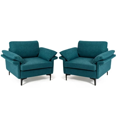 Costway Set Of 2 Fabric Accent Armchair Upholstered Single Sofa W/ Metal Legs 9 Costway Set Of 2 Fabric Accent Armchair Upholstered Single Sofa W/ Metal Legs - Image 9